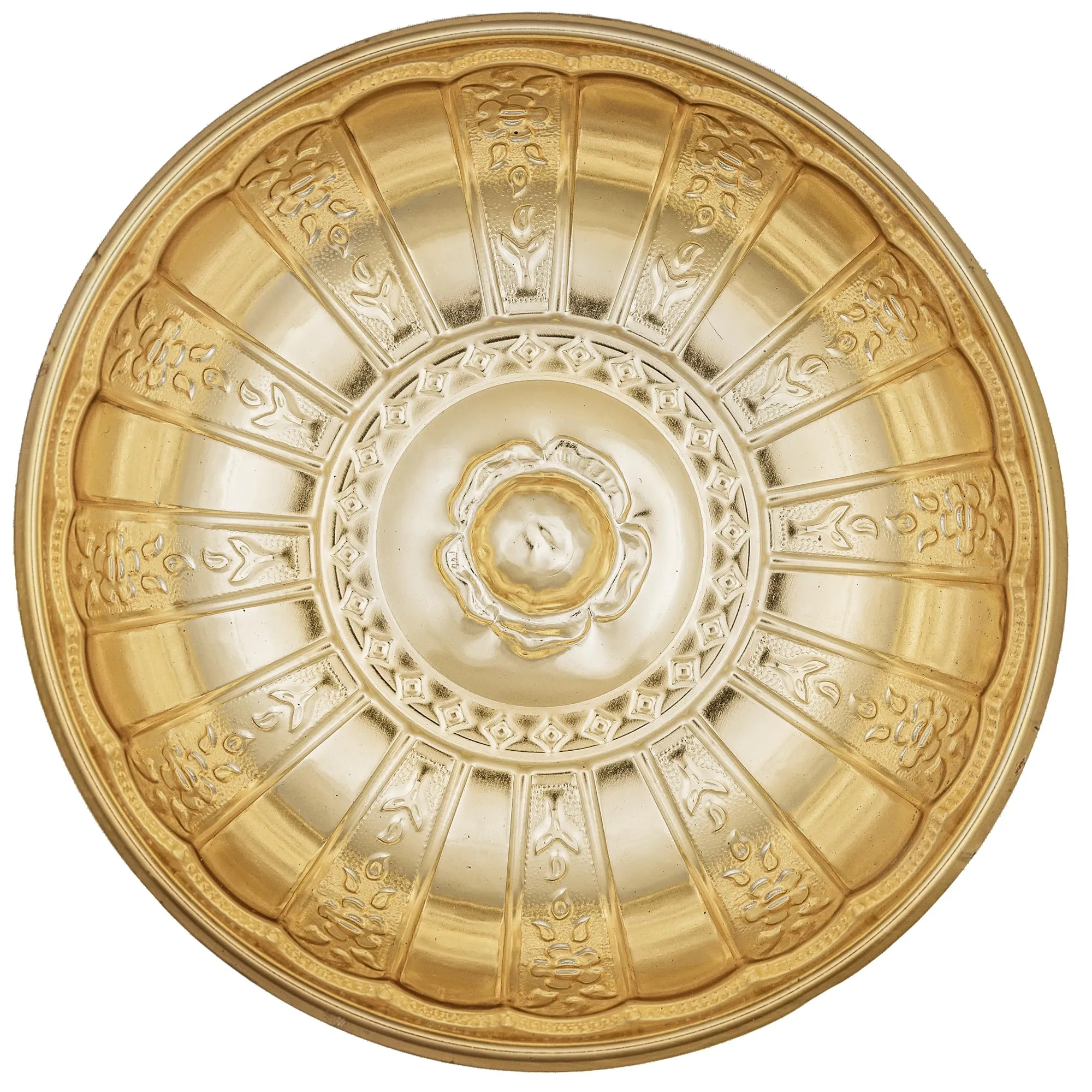 Gold Turkish Hammam Bath Bowl 7.87" Diameter Metal with Motifs