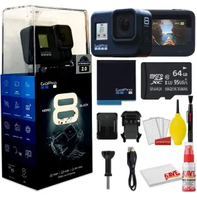 GoPro HERO8 Black Digital Action Camera - With Clean and Care Set   64GB Memory Card and More.