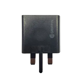 GRIFFIN Powerblock Dual USB-C 15W & USB-A 12W Charger UK Black