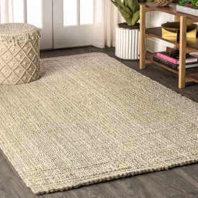 Hand Woven Chunky Jute Bohemian Farmhouse Rug 5 X 8 Ivory