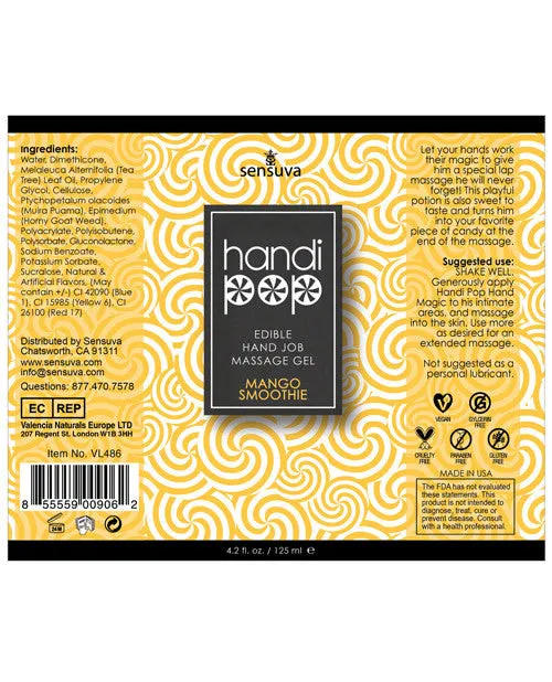 Handipop Hand Job Massage Gel - 4.2 Oz Bottle Mango Smoothie