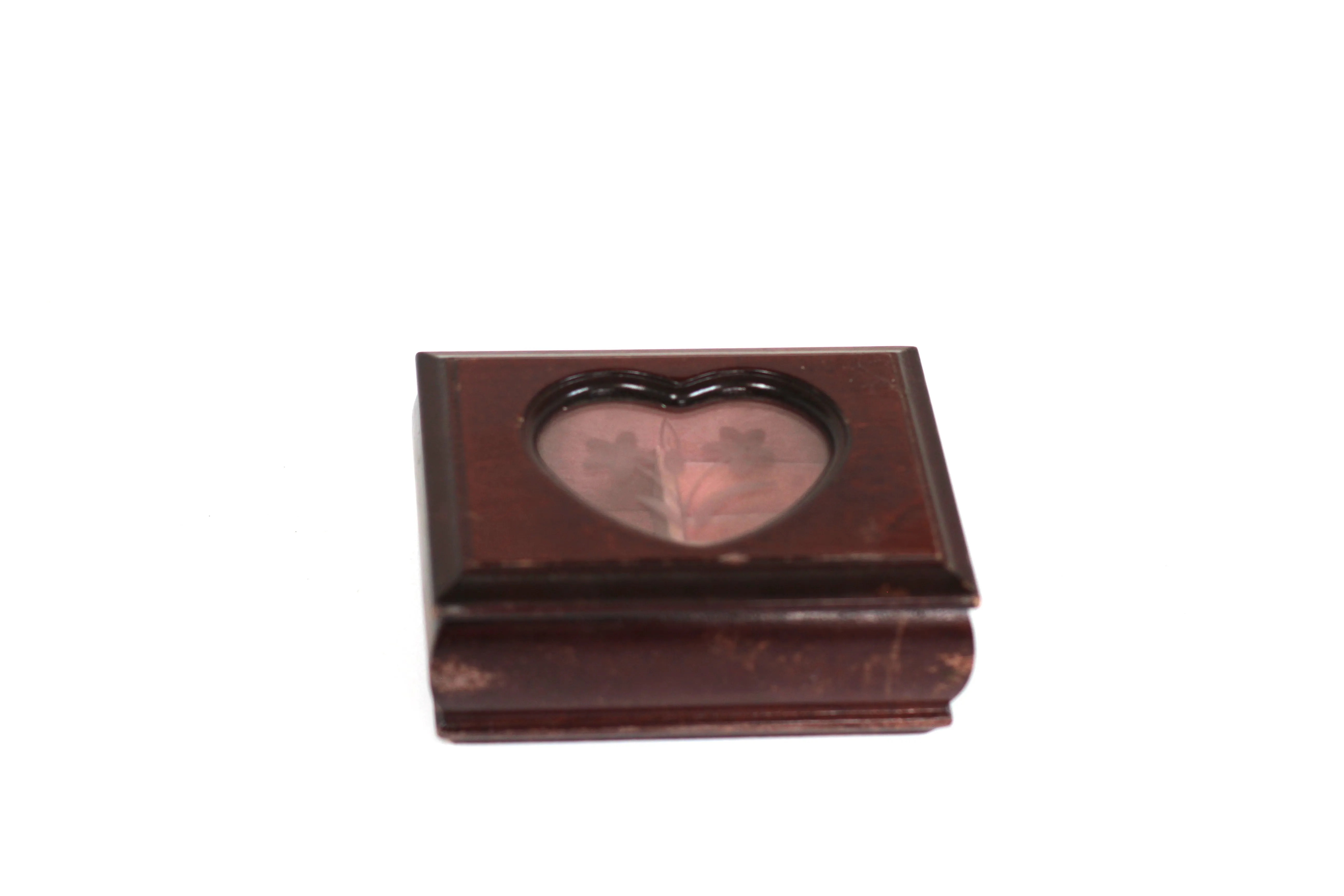 Heart Shaped Window Oak Wood Jewelry Box