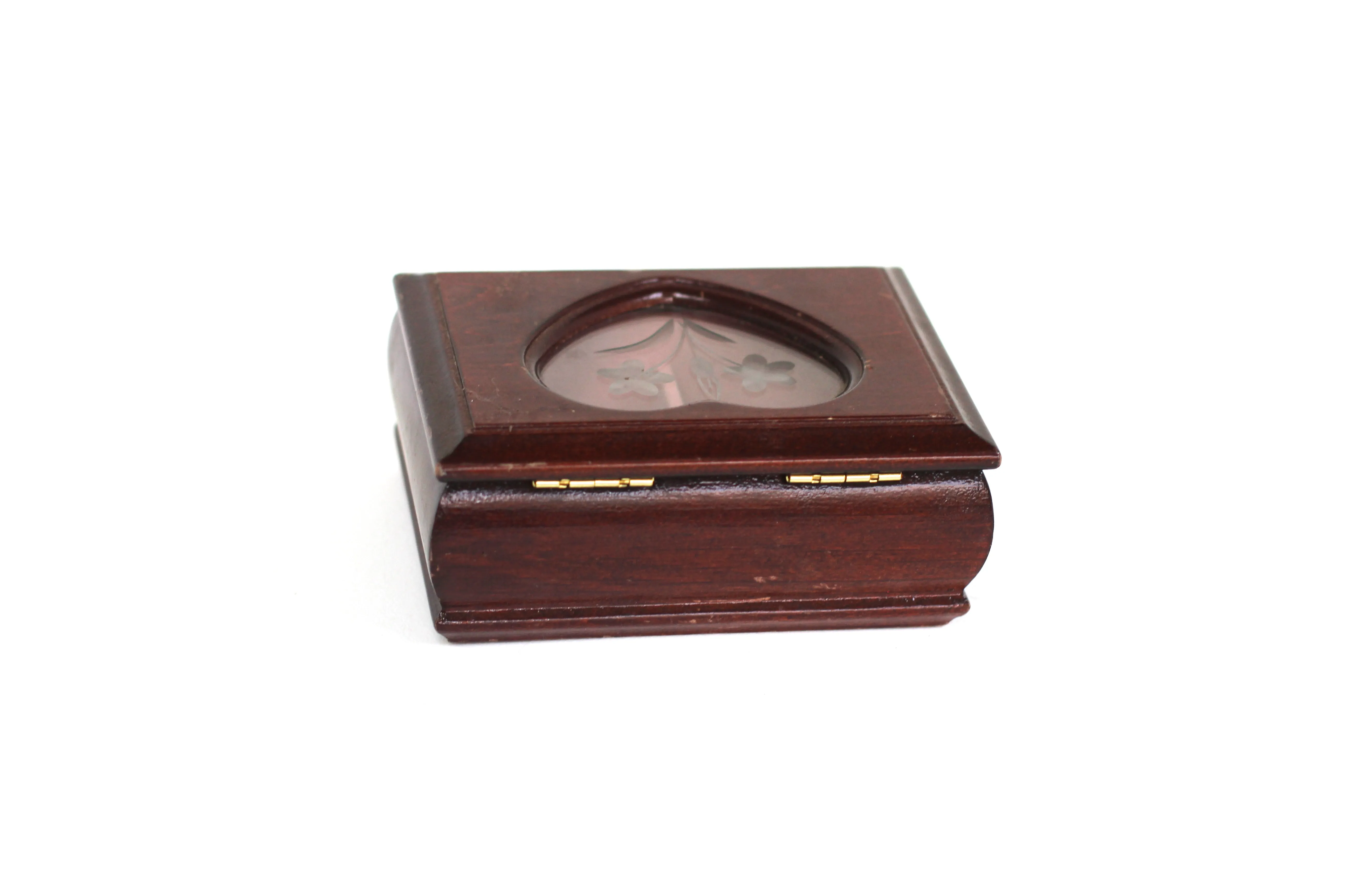 Heart Shaped Window Oak Wood Jewelry Box