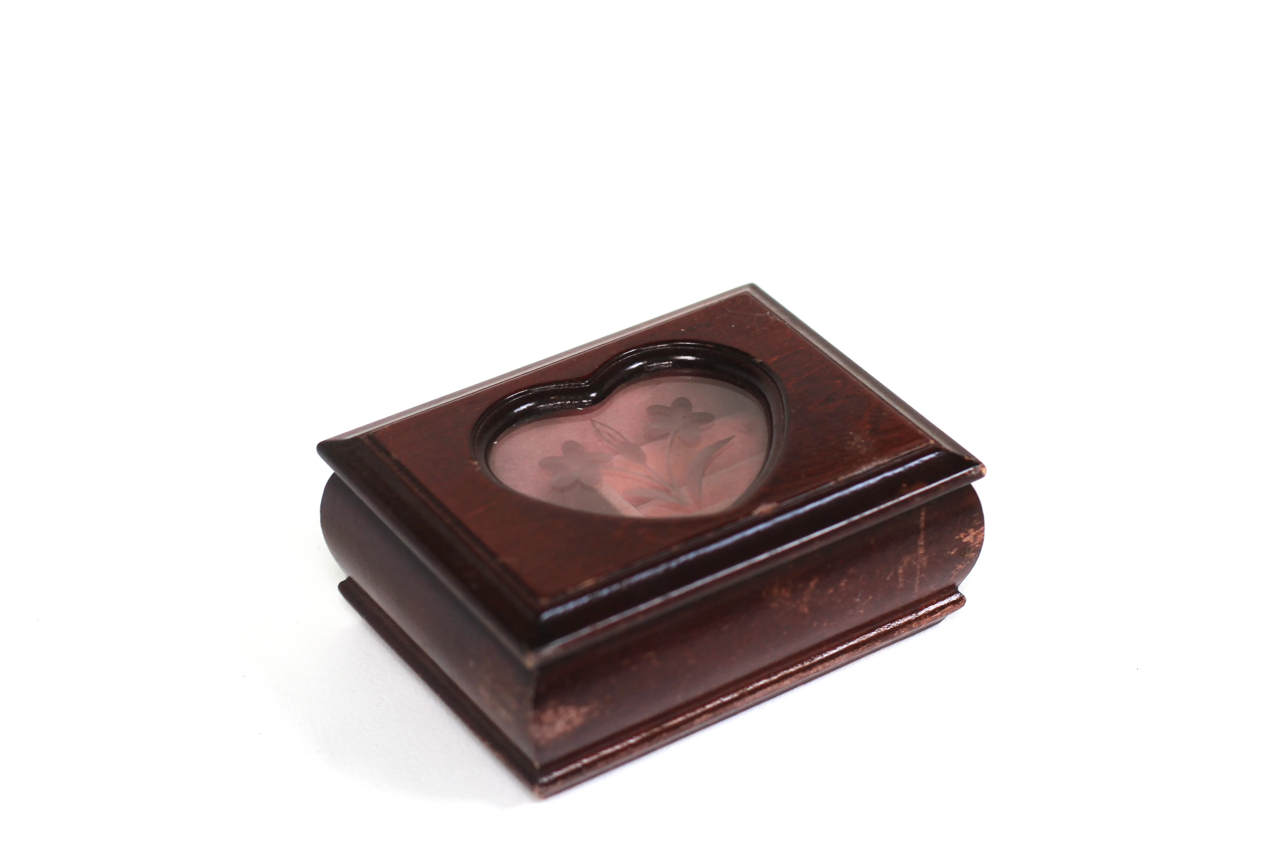 Heart Shaped Window Oak Wood Jewelry Box