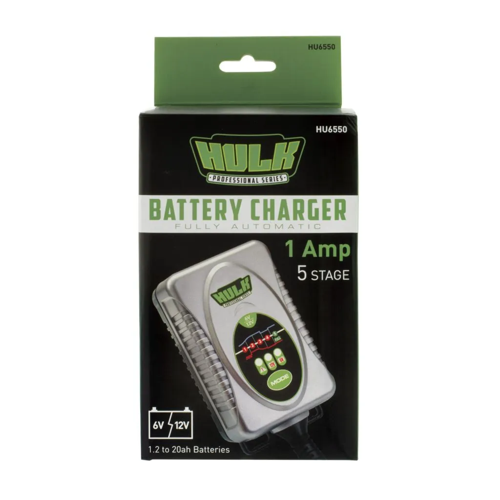 HULK AUTOMATIC SWITCHMODE BATTERY CHARGER - 1A 6/12V 5 STAGE