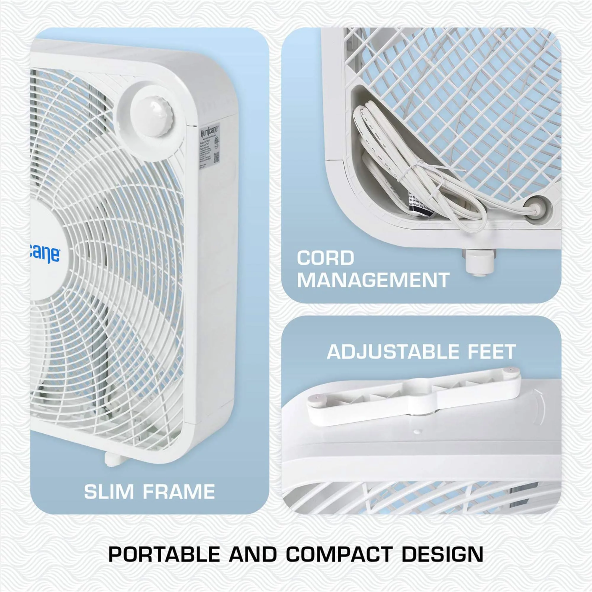 Hurricane 20 Inch Box Fan with 3 Speed Settings