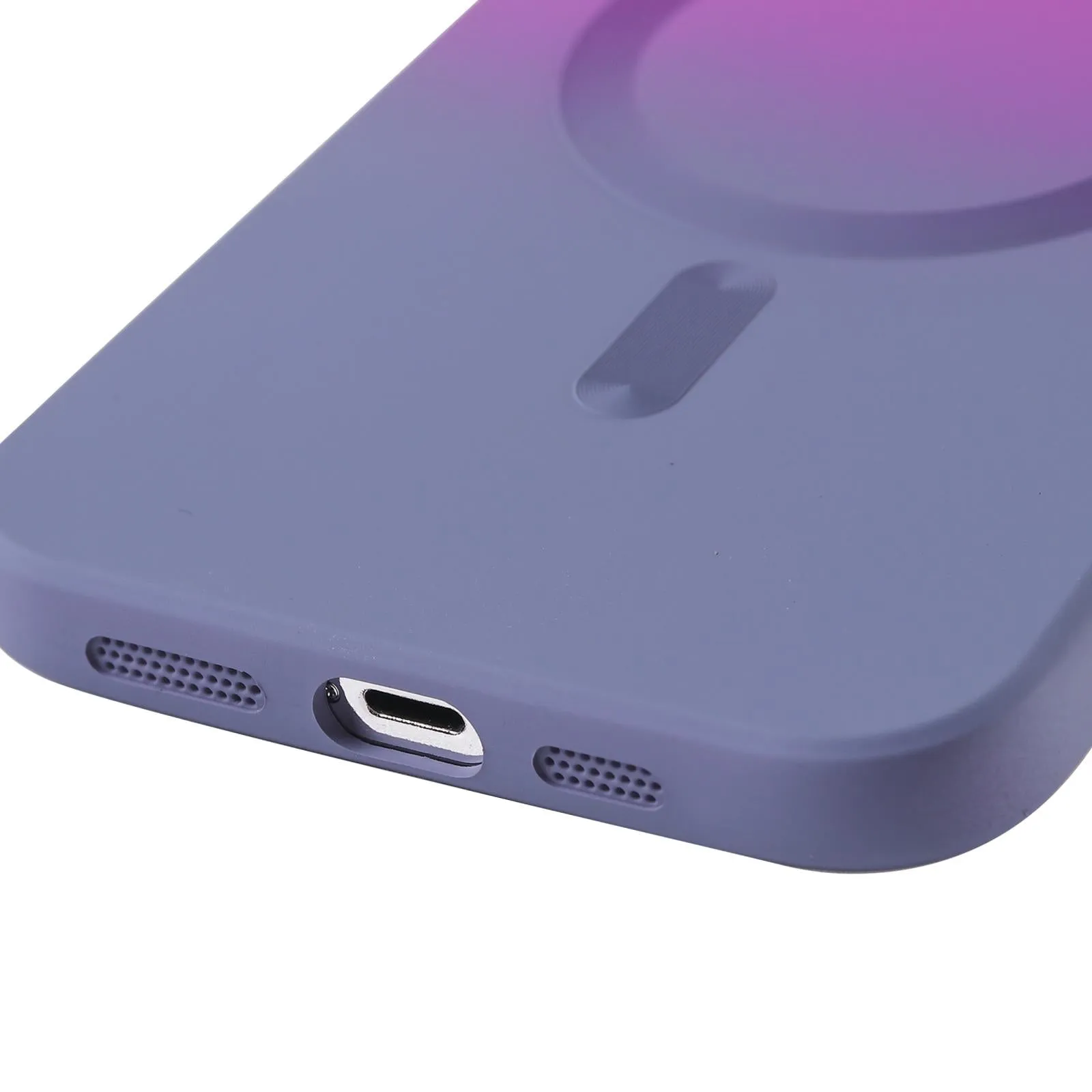 iPhone 14 Pro Max MagSafe rubber case cover camera protection with color gradient - Purple / Grey