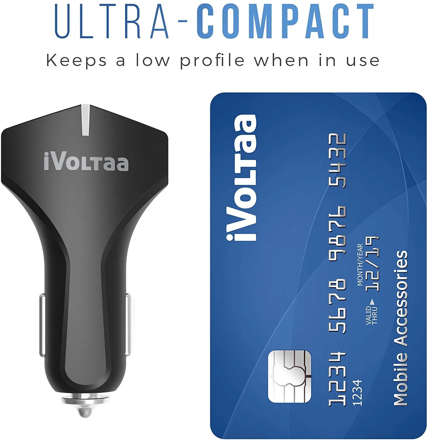 iVoltaa QC 3.0 Dual Port 36 W Turbo Car Charger with Type C Cable (Black)