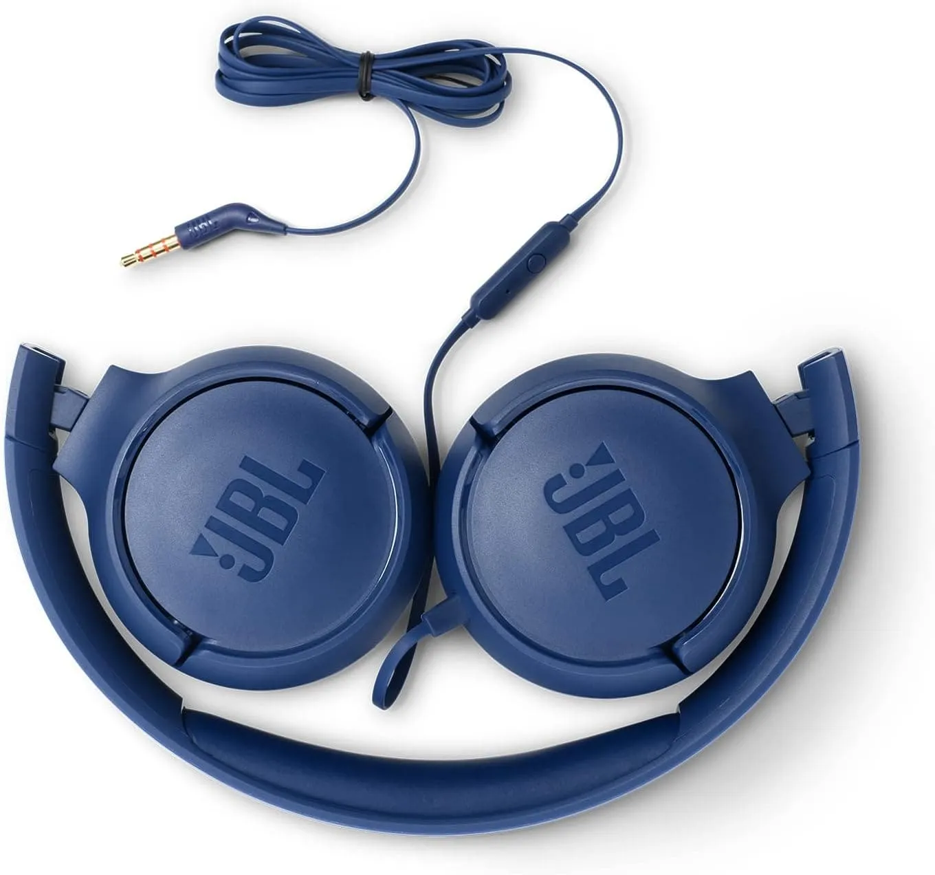 JBL T500 Over-Ear Headphones, Lightweight & Foldable, Pure Bass Sound, 1-Button Remote & Microphone - Blue