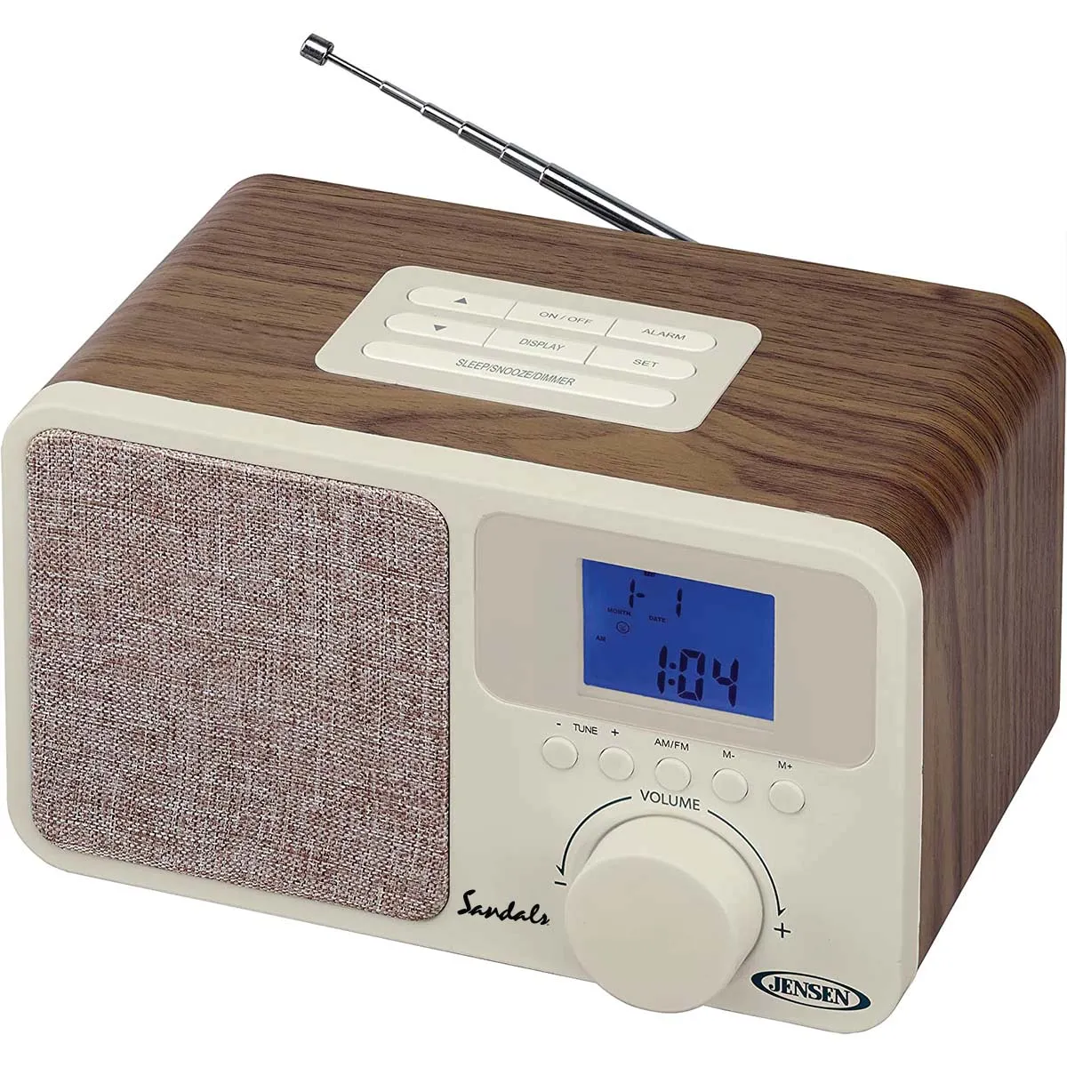 Jensen Audio Digital AM/FM Dual Alarm Clock Radio with Wood Cabinet