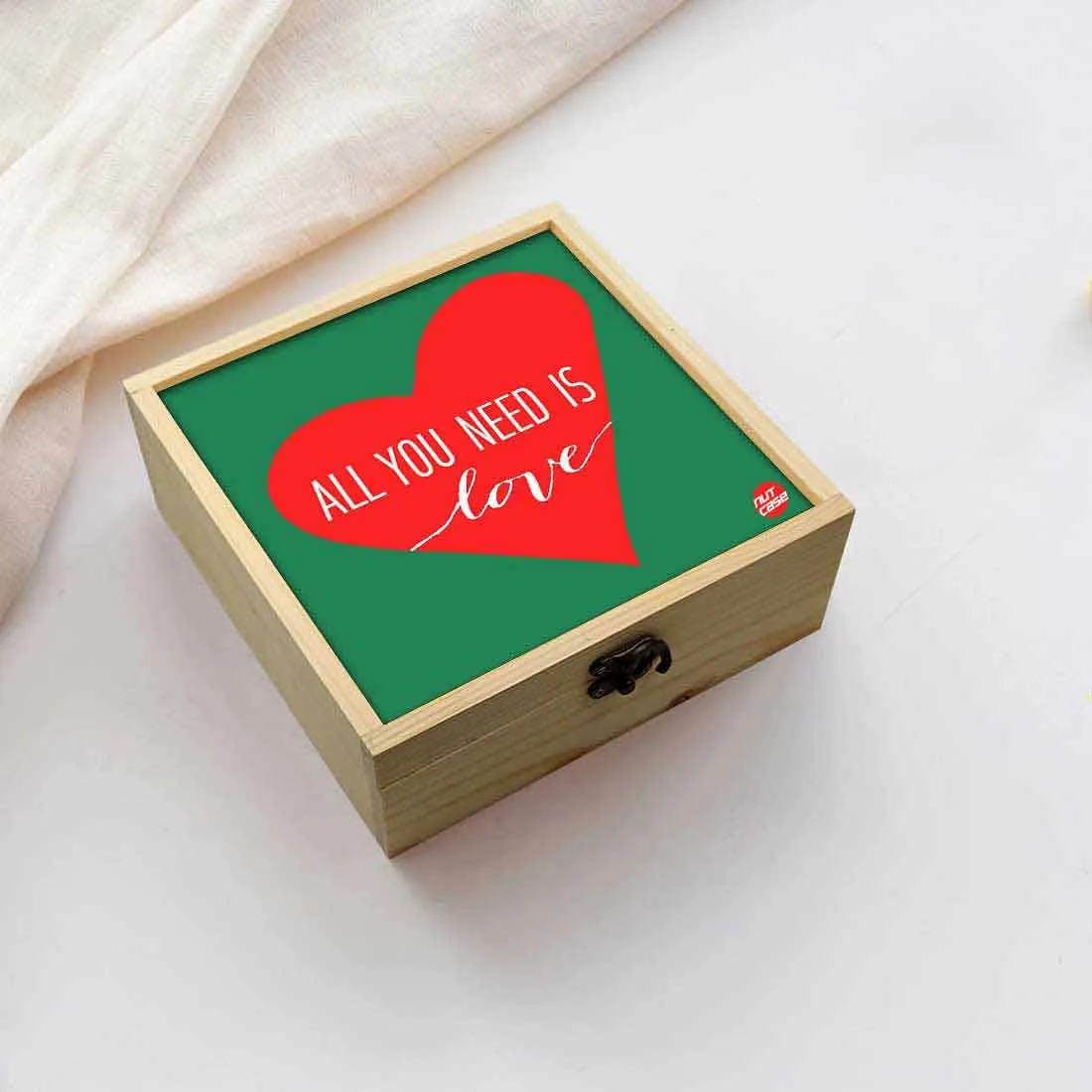 Jewellery Box Makepup Organizer -  All You Need Is Love Green