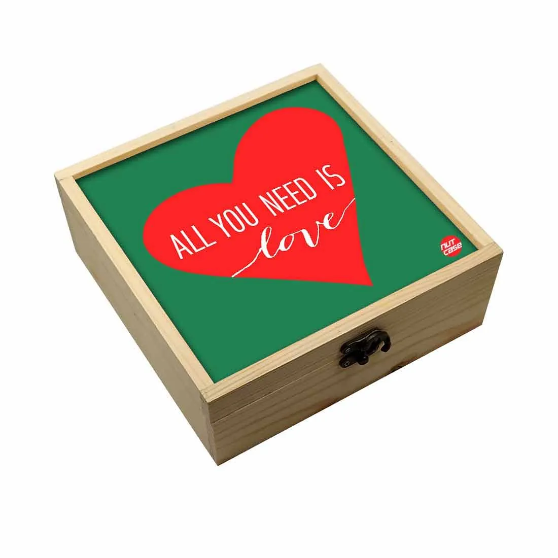 Jewellery Box Makepup Organizer -  All You Need Is Love Green