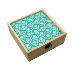 Jewellery Box Makepup Organizer -  Mint & White Damask