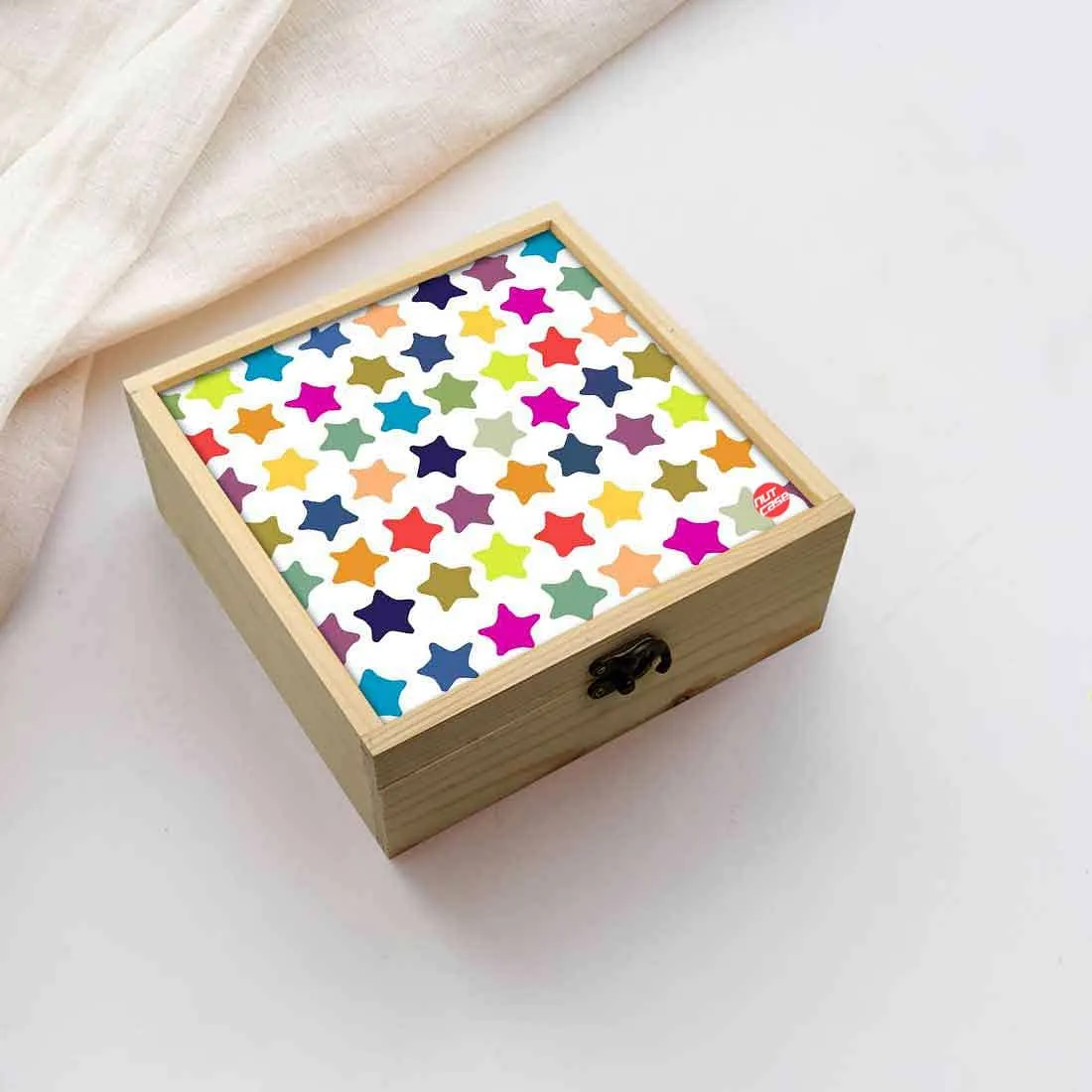 Jewellery Box Wooden Jewelry Organizer -  Colorful Star