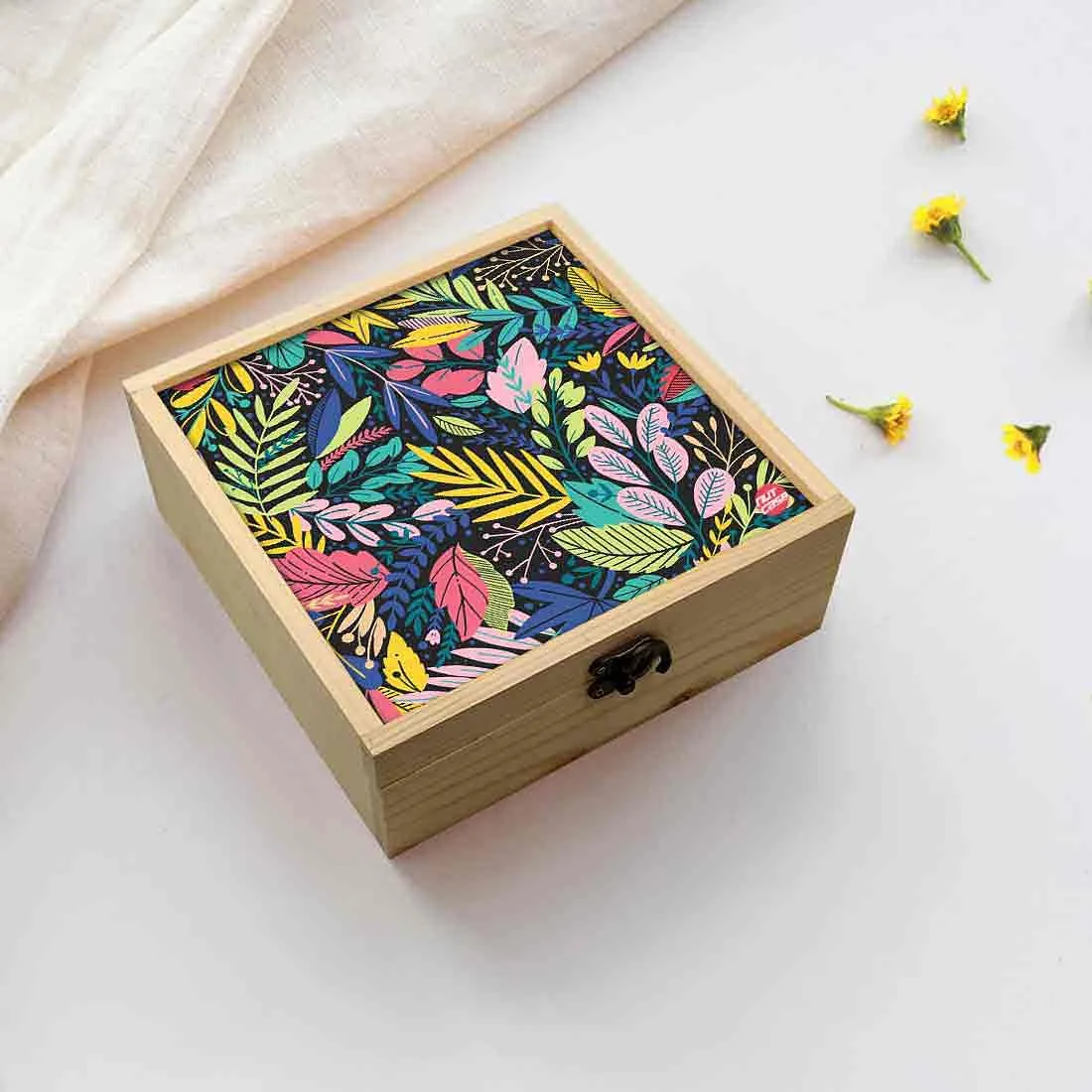 Jewellery Box Wooden Jewelry Organizer -  Green Floral Spring Collection