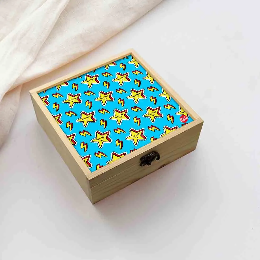 Jewellery Box Wooden Jewelry Organizer -  Yellow Star