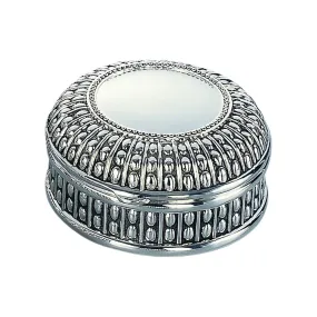 Jewelry Box, Silver Box, Beaded Antique Round Box,  4.5" Diameter