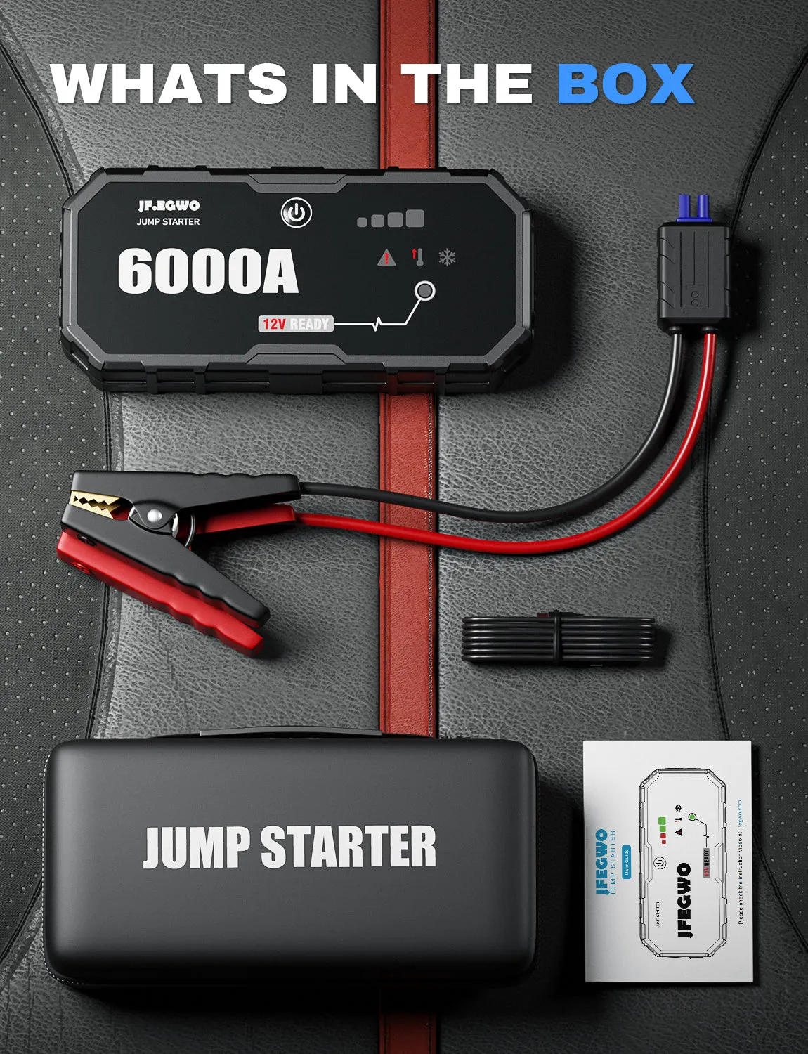 JFEGWO 6000A Car Jump Starter Battery Charger