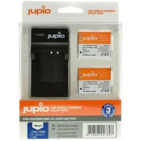 Jupio 2x Li-90B/Li-92B Battery Kit (1270mAh) Includes USB Single Charger