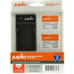 Jupio 2x NB-6LH Battery Kit (1100mAh) Includes USB Single Charger