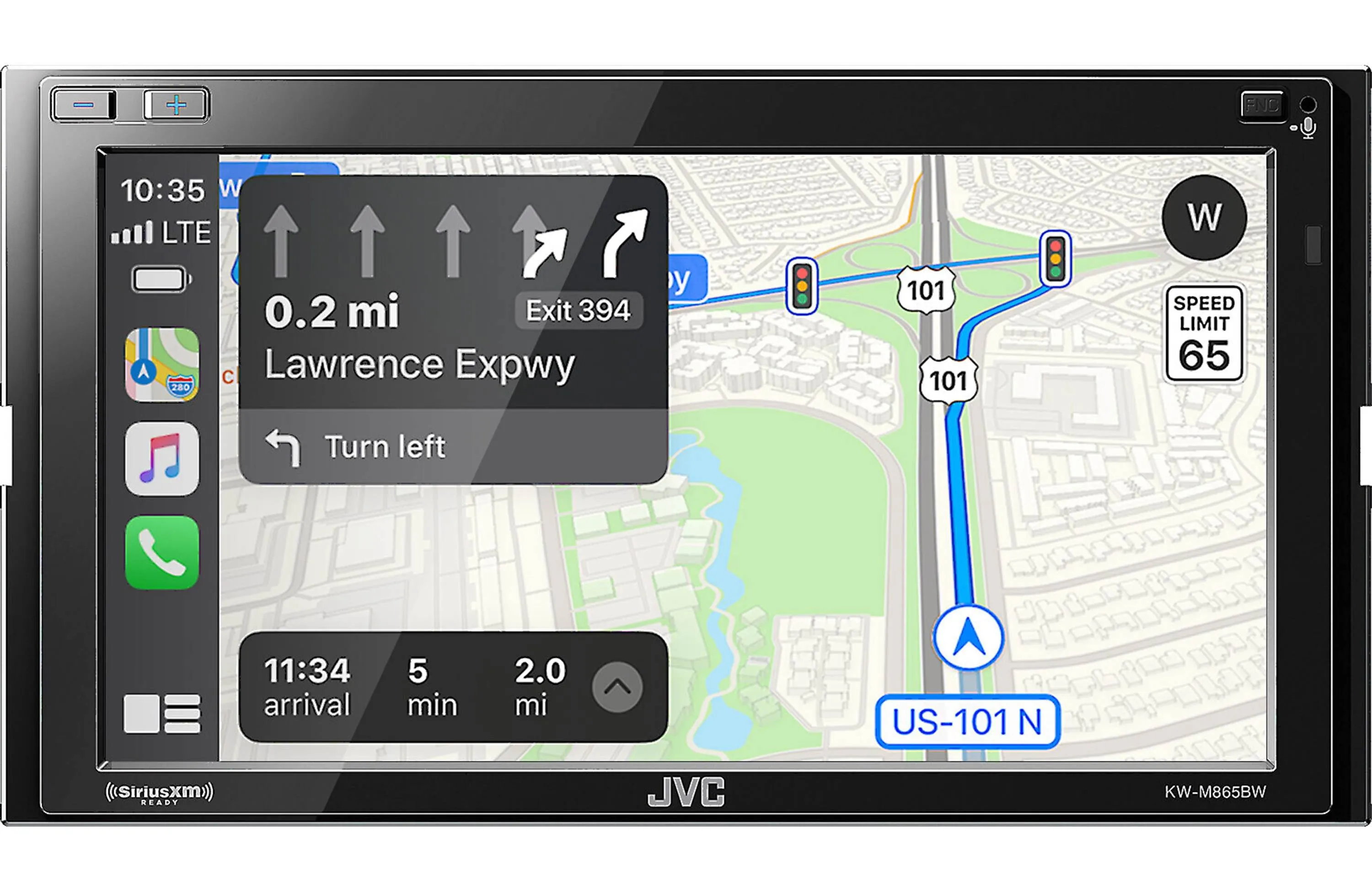 JVC KW-M865BW 6.8" 2-Din A/V Receiver with Wireless Apple CarPlay & Android Auto