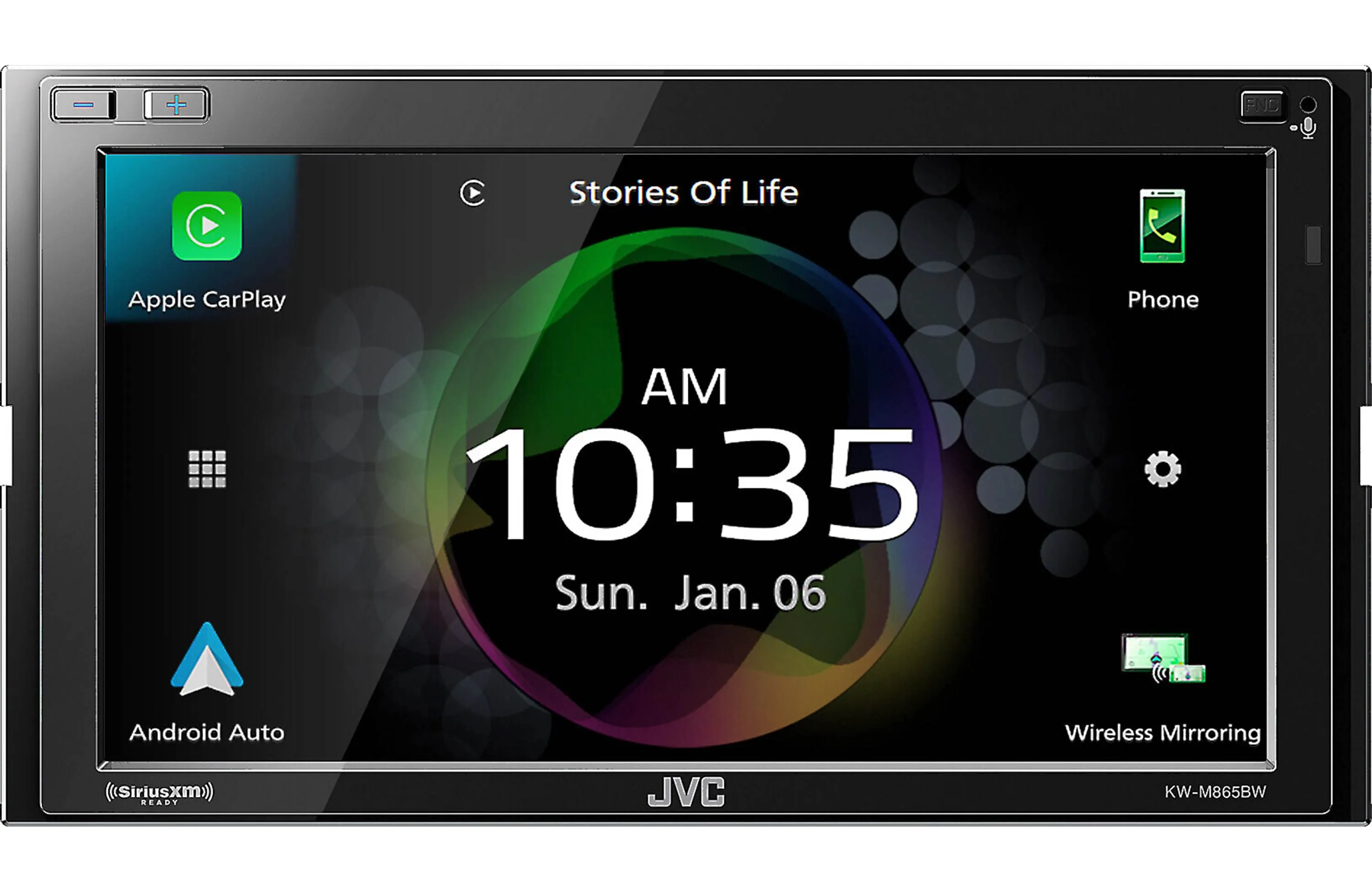 JVC KW-M865BW 6.8" 2-Din A/V Receiver with Wireless Apple CarPlay & Android Auto