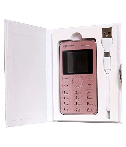 Kechaoda K116 1.44 inch QQVGA Display Slim Card Size GSM Single SIM Keypad Mobile (Corel Pink) (Only Mobile Phone & Charging Cable in Box, NO CHARGER OR EARPHONE)