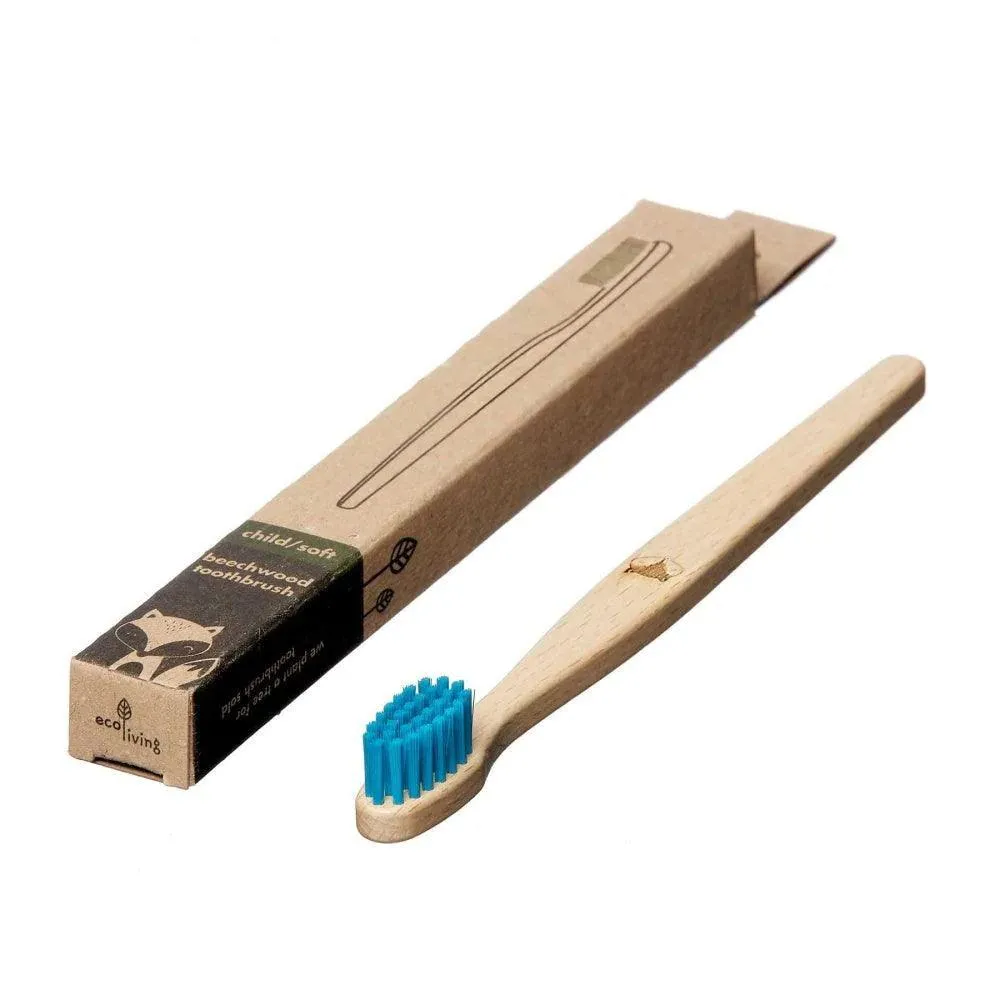 Kids 100% Plant-Based Beech Wood Toothbrush - Fox - Blue