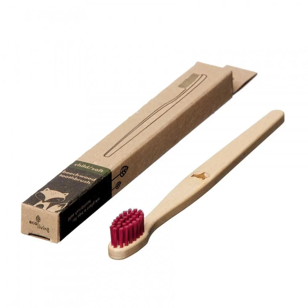 Kids 100% Plant-Based Beech Wood Toothbrush - Fox - Red