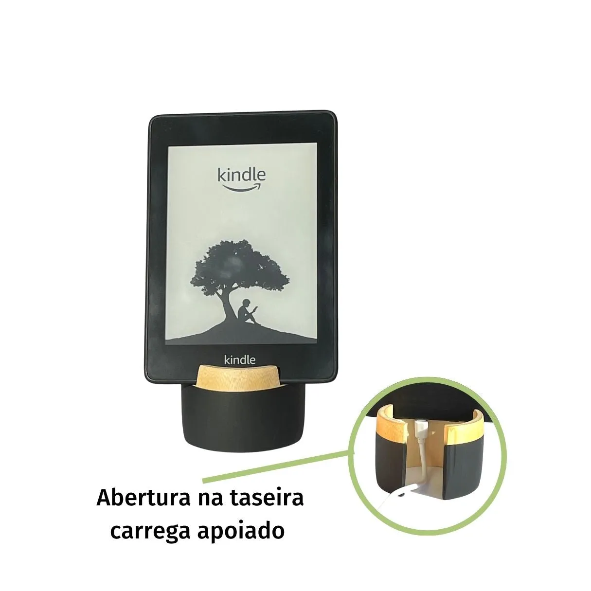 Kit Black Bambu | Luminária TUTTO USB A   Apoio Celular