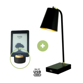 Kit Black Bambu | Luminária TUTTO USB A   Apoio Celular