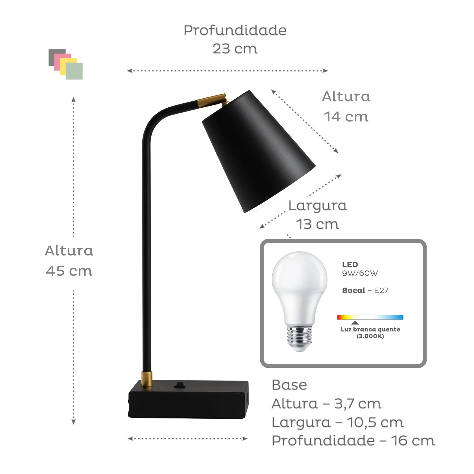 Kit Black Bambu | Luminária TUTTO USB A   Apoio Celular