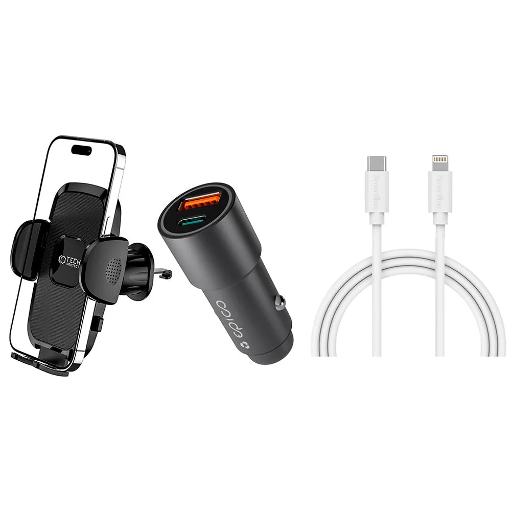 Kør-selv-ferie pakke 1 - inkl. Mobilholder / USB-C - Lightning Kabel / Biloplader