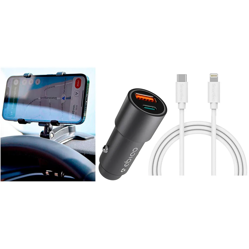 Kør-selv-ferie pakke 3 - inkl. Mobilholder / USB-C - Lightning Kabel / Biloplader