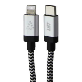 LBT (4-Ft) USB-C to Lightning 8-Pin Braided Charge Cable - Silver/White/Black