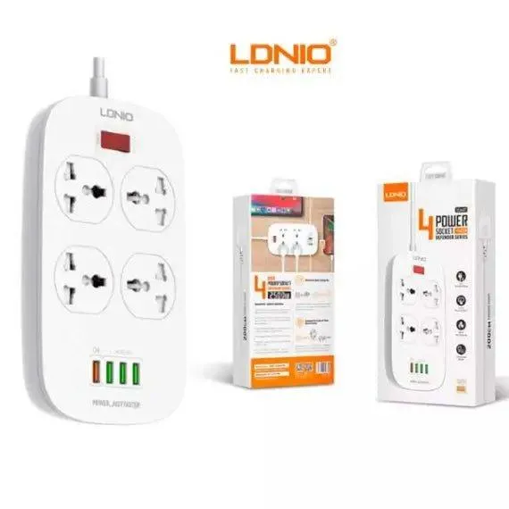 Ldnio Heavy-Duty Power Extension – 4 USB Fast Charger And 4 Power Socket Original - SC4407