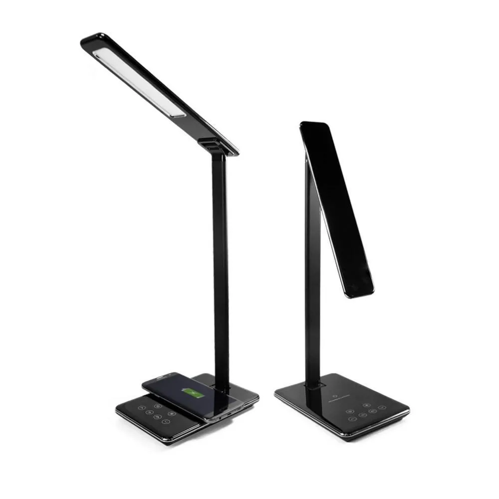 LED Desk Lamp with Qi-Enabled Wireless Charger, USB Charging Port, 2 Color Temperatures & 8 Brightness Levels, 1 Hour Timer