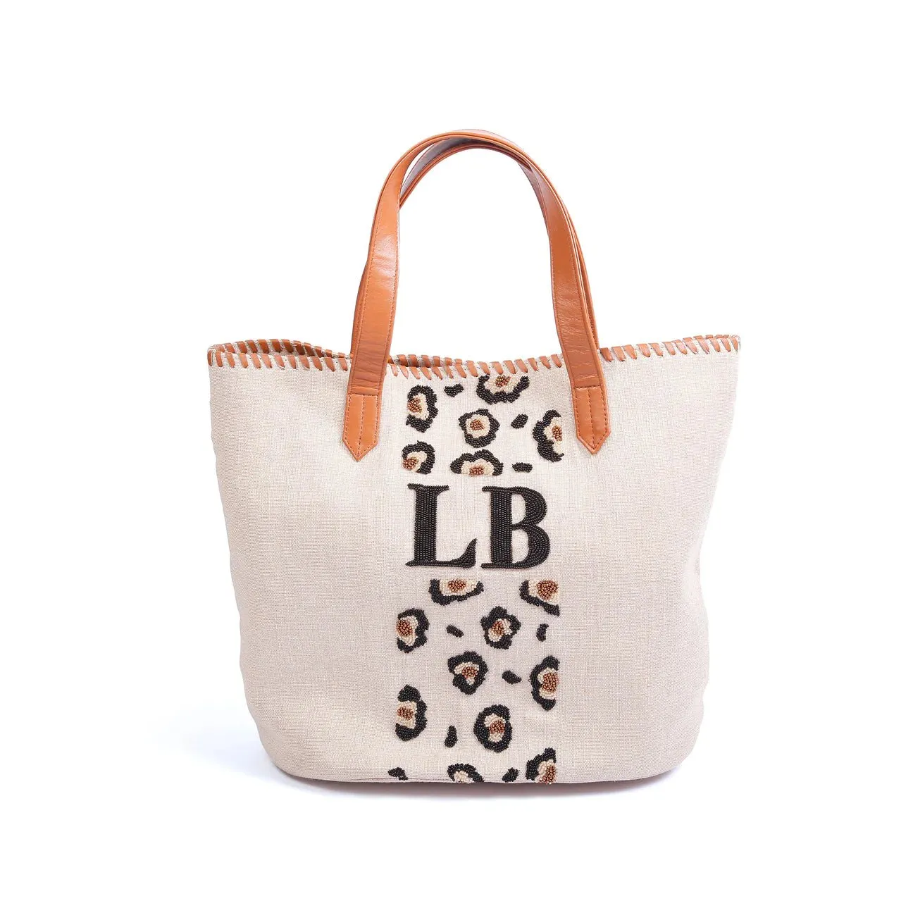 Leopard Initials Tote