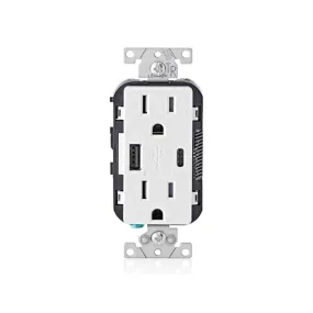 Leviton 15-Amp USB-A and USB-C Tamper-Resistant Charger Outlet