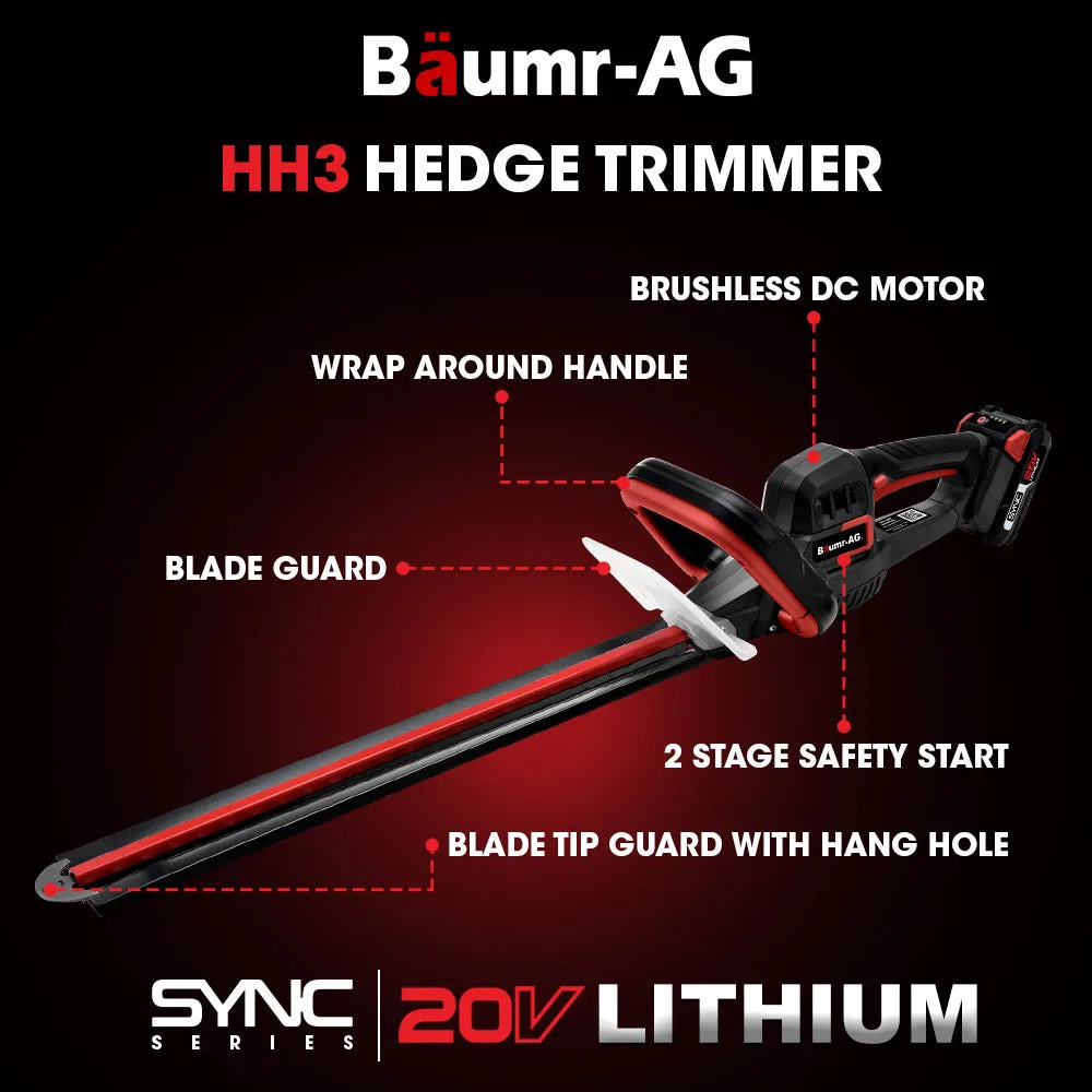 Lightweight 20V Lithium Cordless Hedge Trimmer, 520mm - Baumr-AG