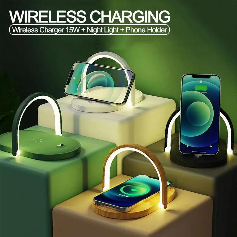 LovelyRLovely 3 In 1 Night Light Foldable Wireless 15W Charger Lamp