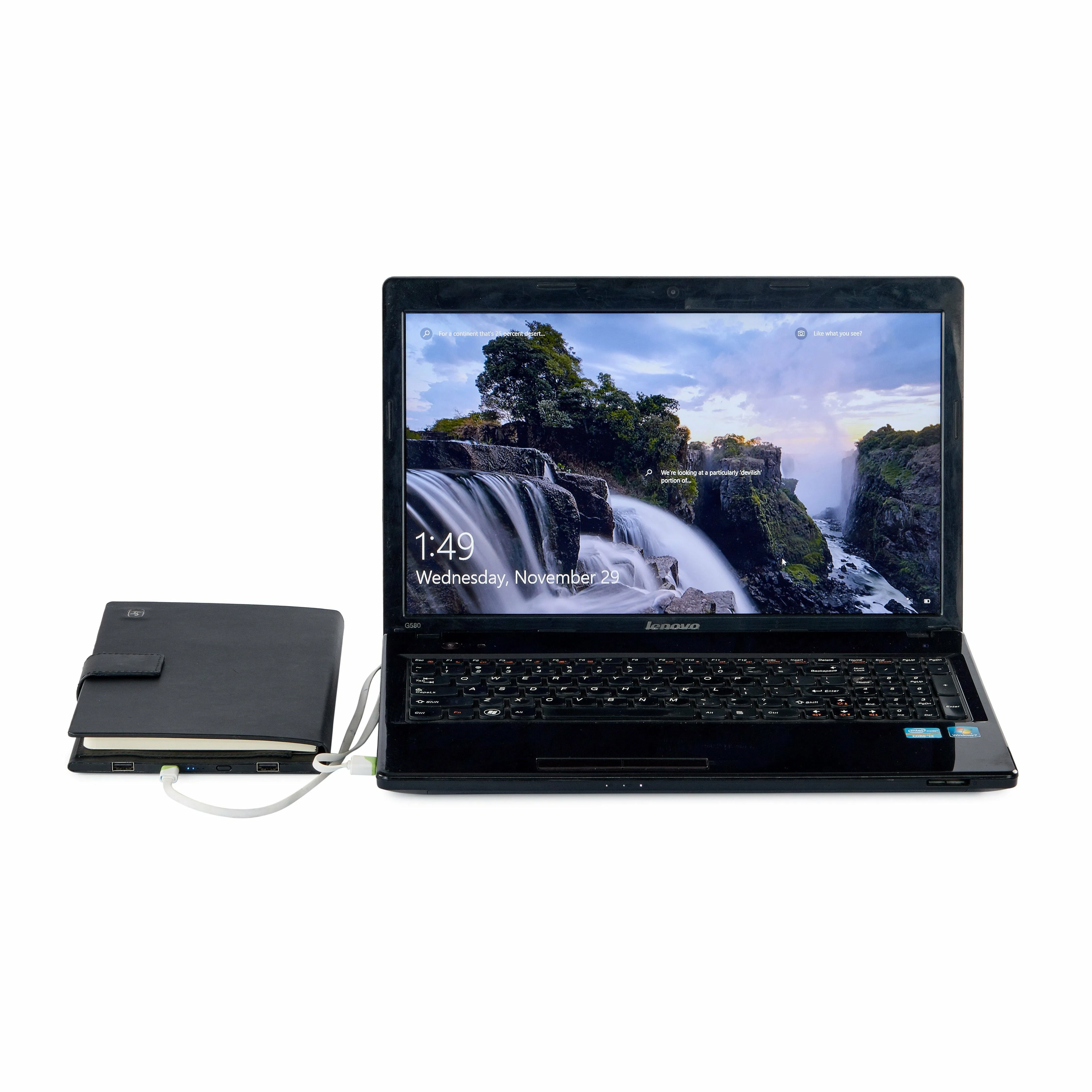 LT Smart Leather Notebook with Power Bank (5000 mAh) | Diary with Power Bank | Color: Nappa Black