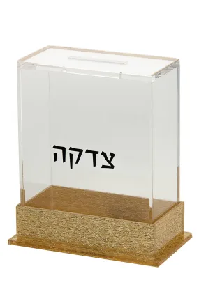 Lucite Metallic Stripe Tzedakah Box