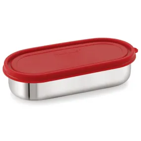 Magnus Easy Lock Deep Oval Prime Deep Container, Stainless Steel, Airtight & Leakproof Lid & Container, For School, Office Picnic, Ideal for Men,Women and Kids (Red,780ml)