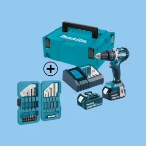 Makita Cordless Hammer Drill Driver, DHP484RTJ-PR (18 V)