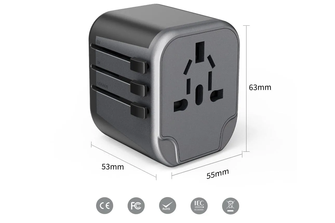 Maplin 2.4A 5V World Wide Travel Adapter Wall Charger with 2x USB-A Ports