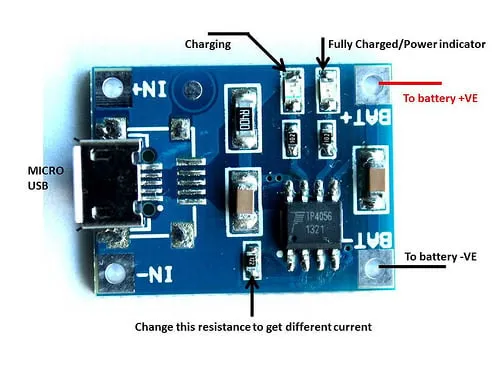 Micro USB TP4056 / TC 4056 1A Li-Ion Lithium Battery Charging Module  (Type-B)