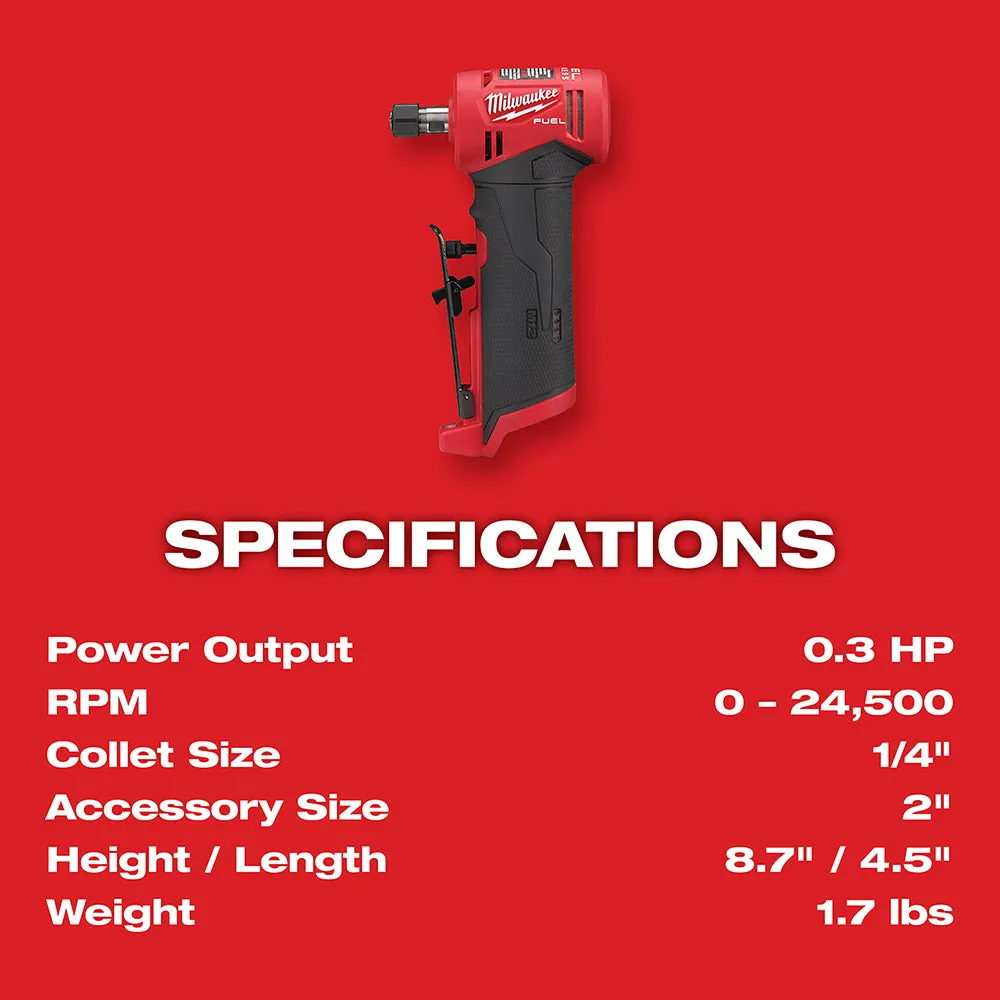 Milwaukee 2485-20x5HO M12 FUEL 12V 1/4" Right Angle Die Grinder w/ 5AH Battery