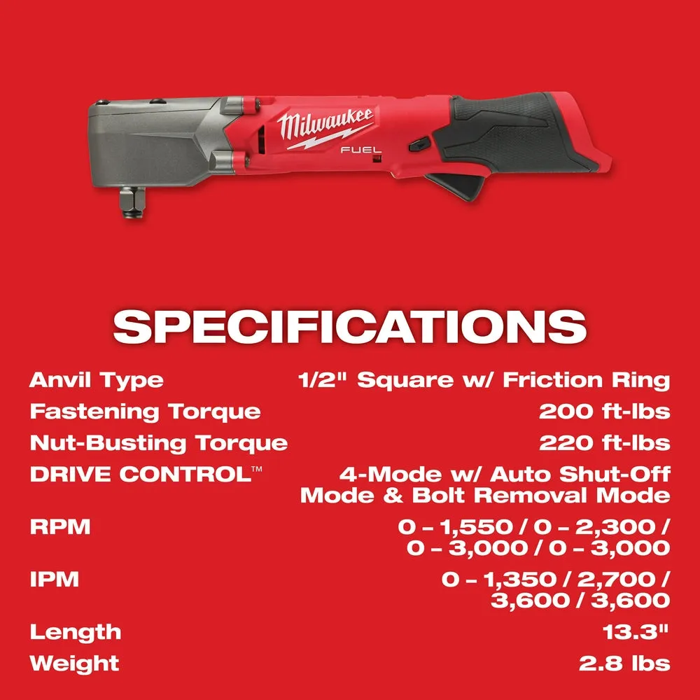 Milwaukee 2565-22 M12 FUEL 12V 1/2" Cordless Right Angle Impact Wrench Kit