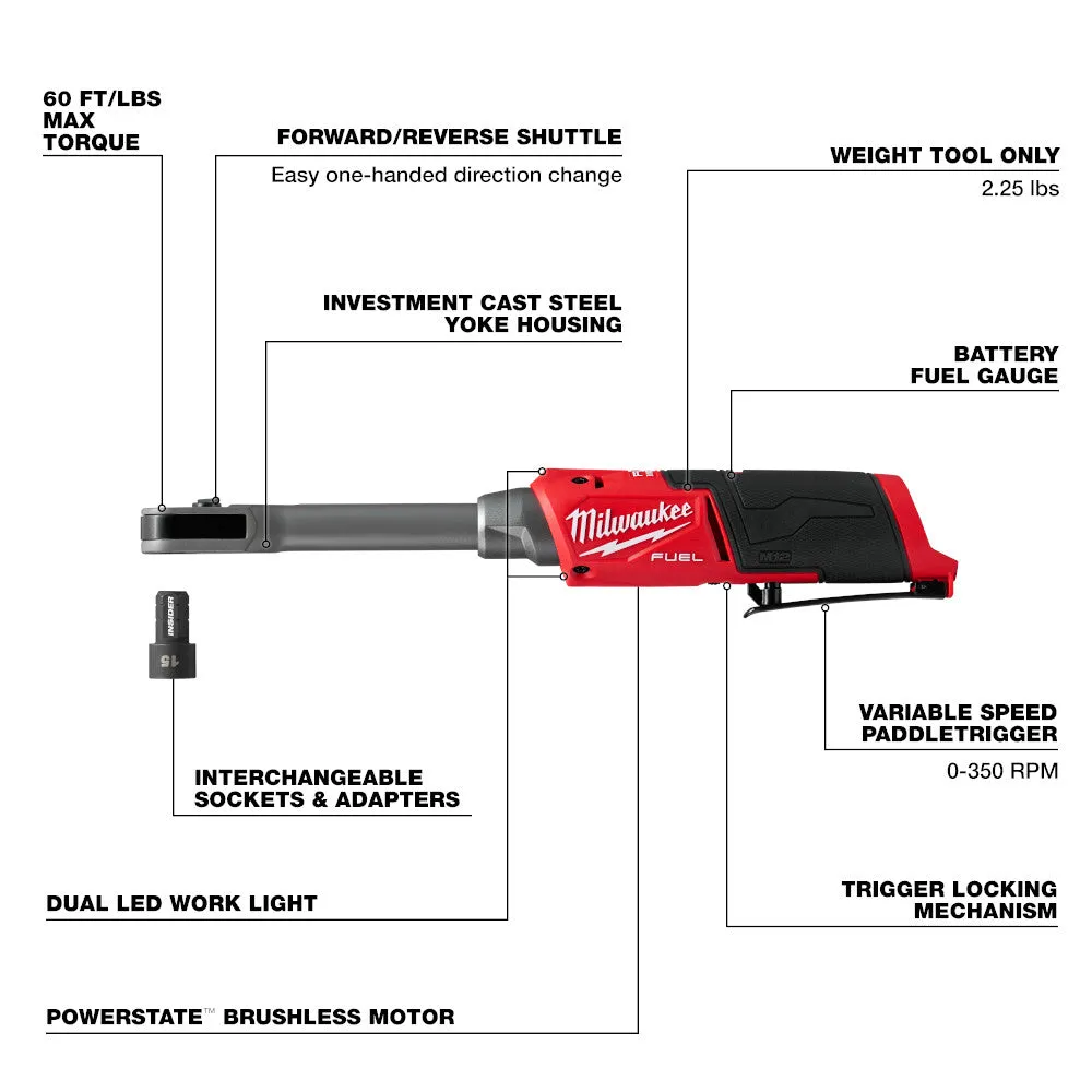 Milwaukee 3050-20 M12 FUEL 12V INSIDER Extended Reach Box Ratchet - Bare Tool